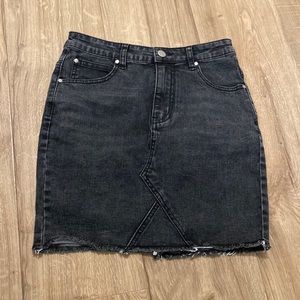 Black denim skirt